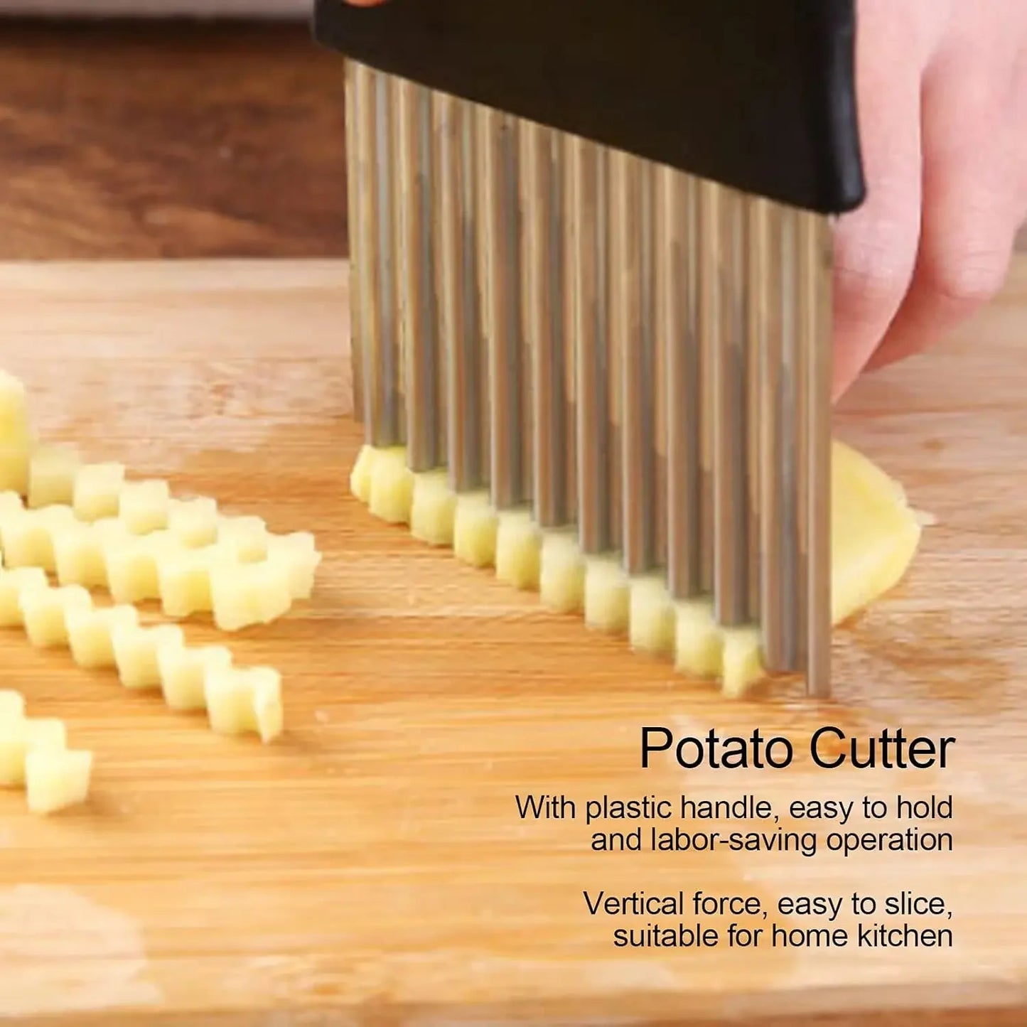 Crinkle Cutter,Upgraded Stainless Steel Crinkle Knife, Safety Kitchen French Fry Chip Cutter by S And B Enterprise