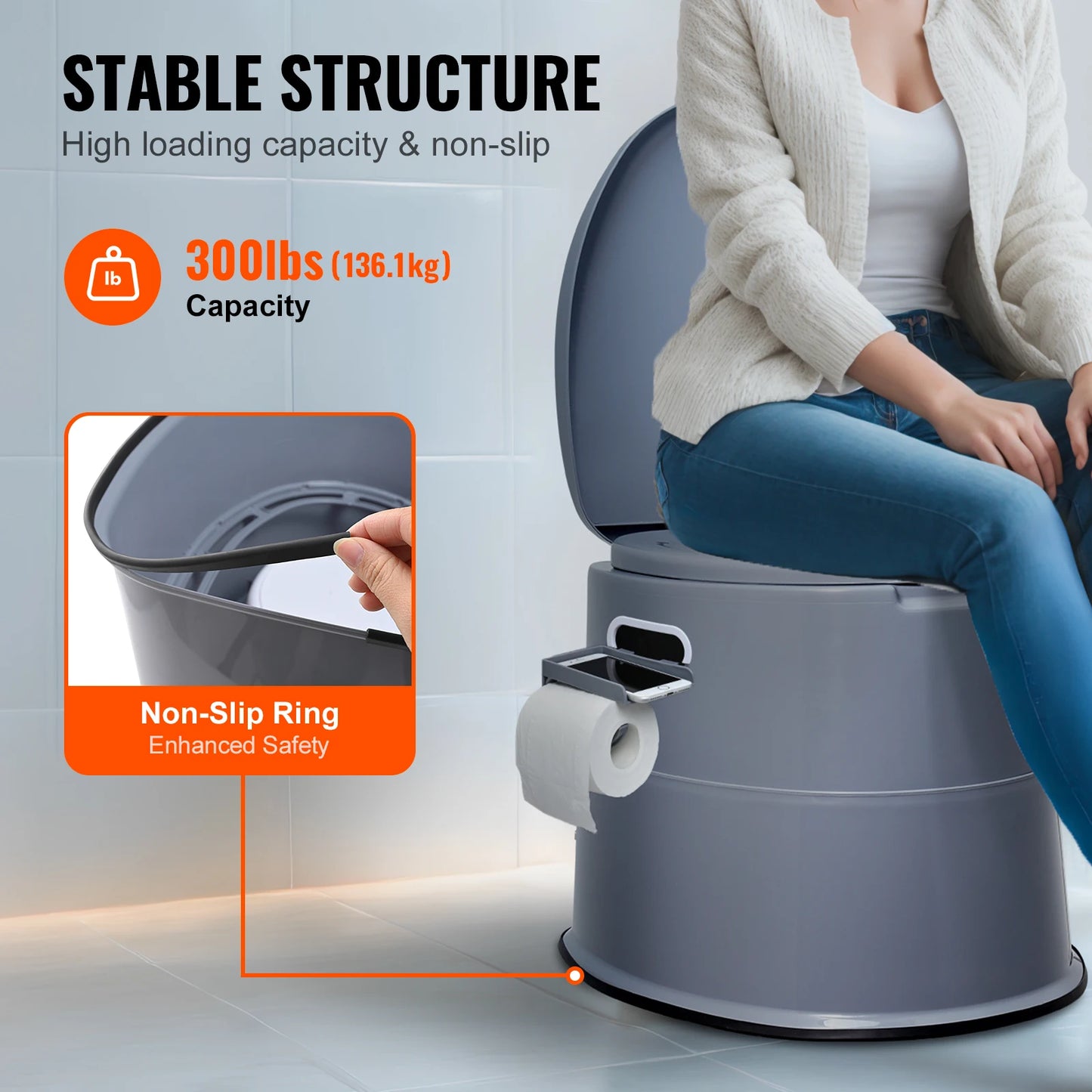 SucceBuy Portable Camping Toilet With Detachable Inner Bucket