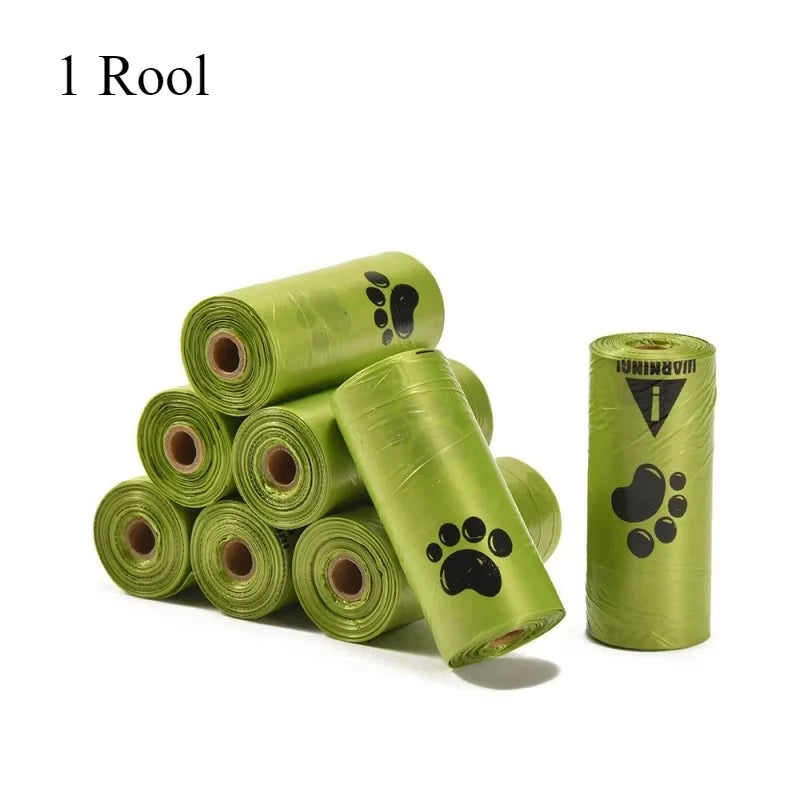 Dog poop bags by S And B Enterprise, 10-pack extra thick, 22x30cm, leak-proof paw-print on green rolls