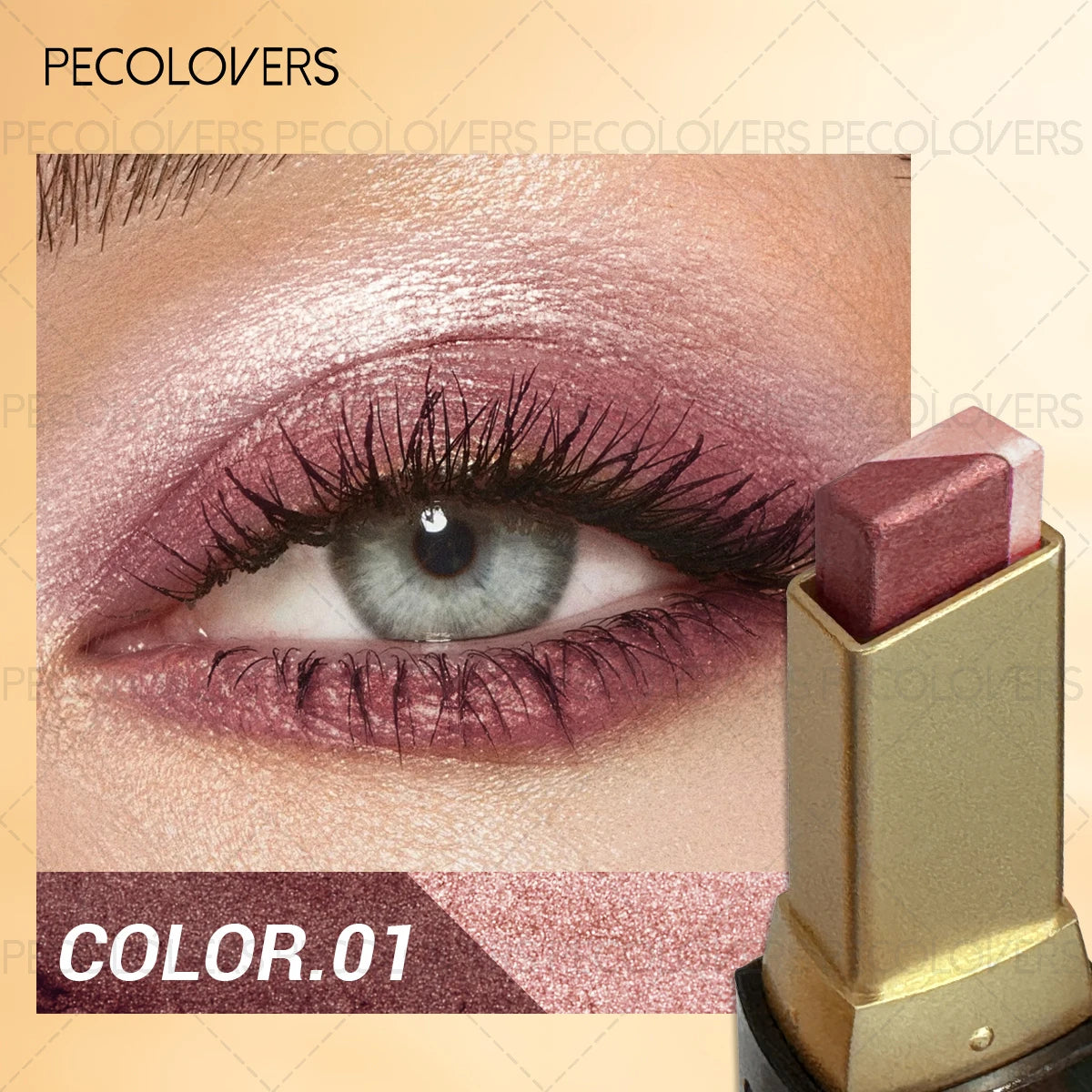 6pc two-color push-pull eye shadow stick set; pink mauve shimmer eye makeup COLOR.01