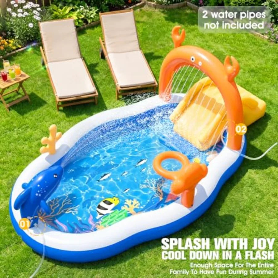 Backyard Toddler Pool With Water Slide Sprinkler Inflatable Play Center by S And B Enterprise