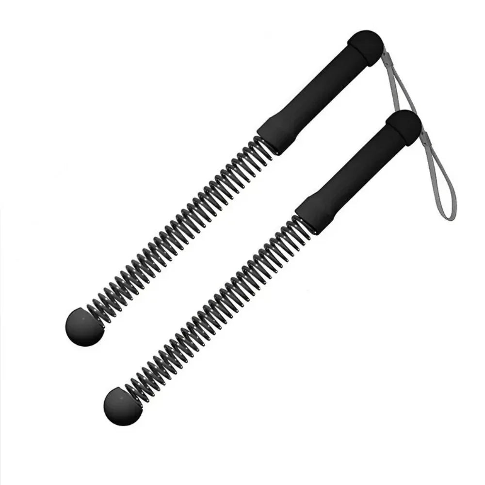 Weighted Cordless Battle Ropes by S And B Enterprise, pair of black coil-spring fitness ropes with handles