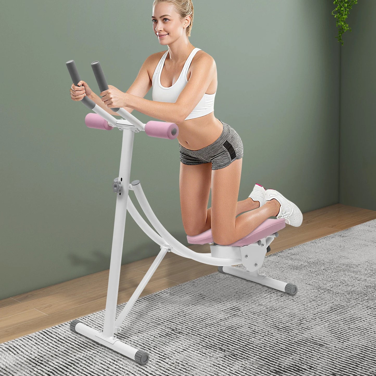 Ab Workout Machine Adjustable Ab Trainer Abdominal Trainer Foldable Ab Crunch Machine for Home Gym,Load 440 LBS