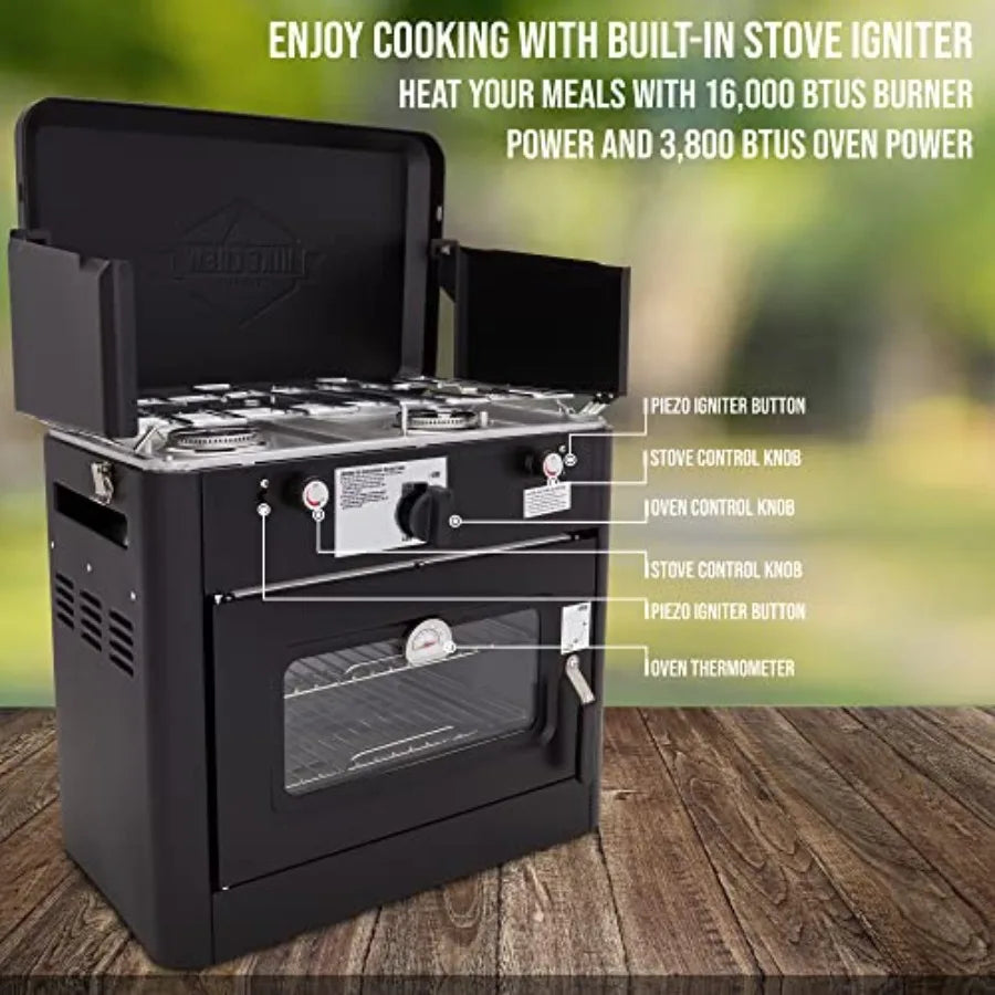 OLOEY CSA-Approved Outdoor Gas Camping Oven Carry Bag 2-Burner Stove