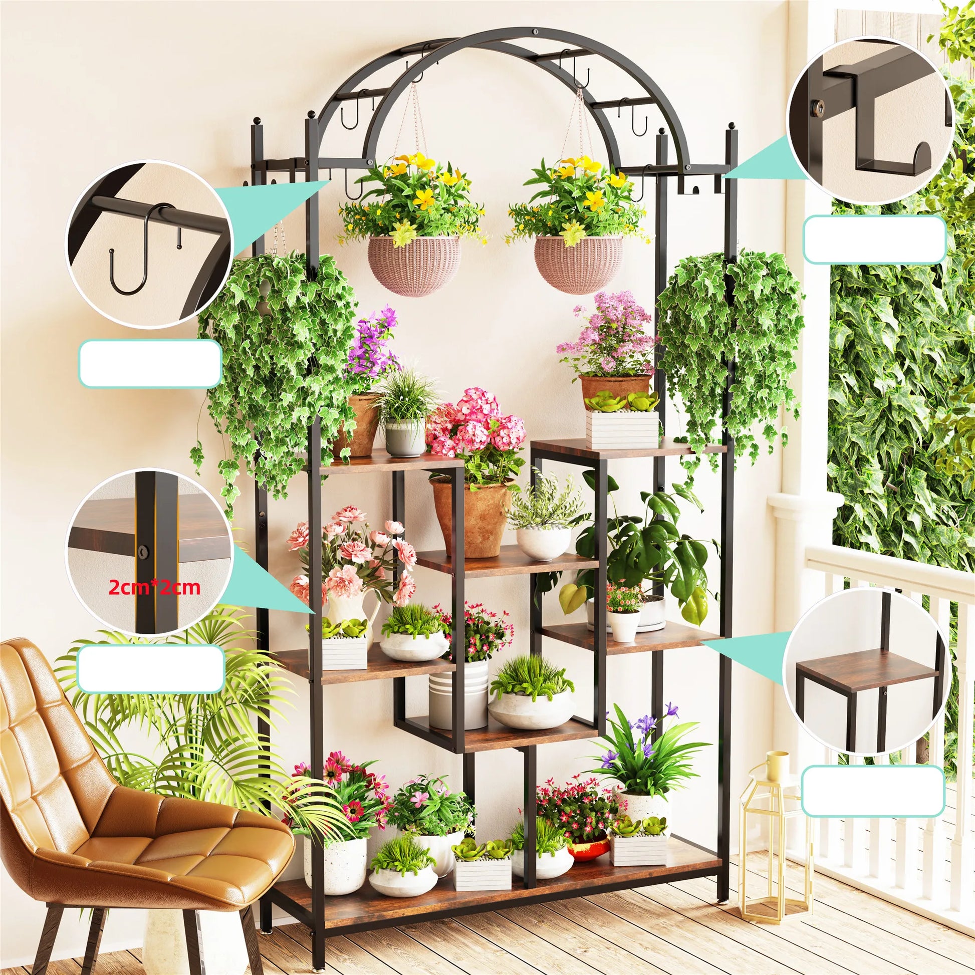 BINGOPAW 5-Tier Tall Indoor Plant Stand With Arched Metal Frame by S And B Enterprise