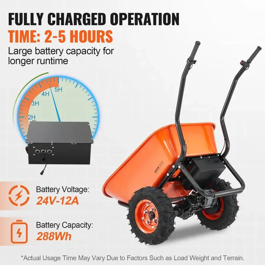 XMSJ Electric Wheelbarrow Cart 500W Garden Dump Wagon by S And B Enterprise