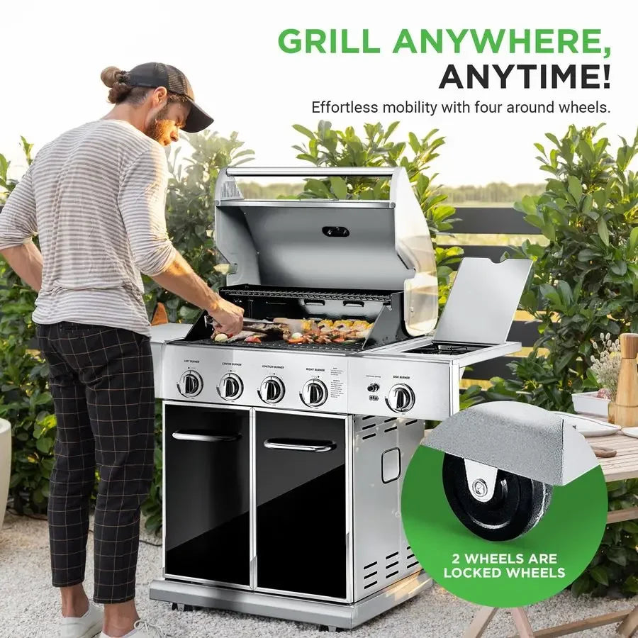 XMSJ HeavyDuty 5 Burner Propane Gas Grill With Electronic Ignition by S And B Enterprise