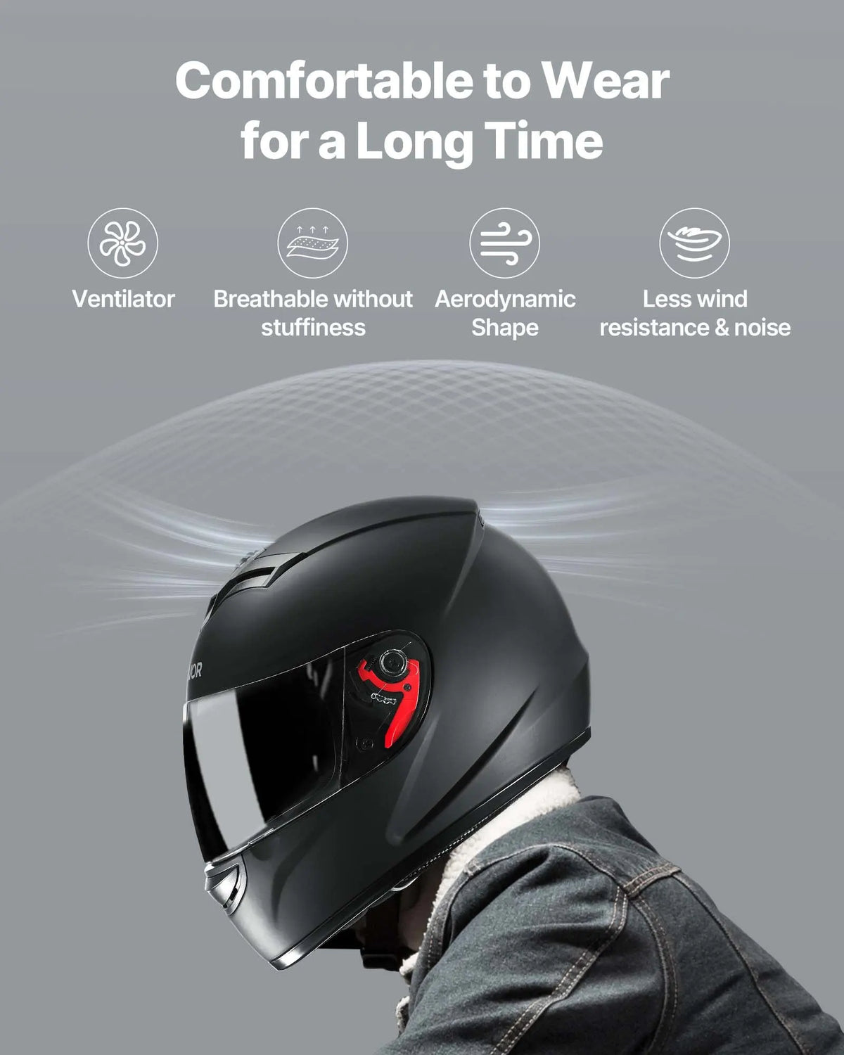 Full-face motorcycle helmet, matte black with tinted and clear dual visor