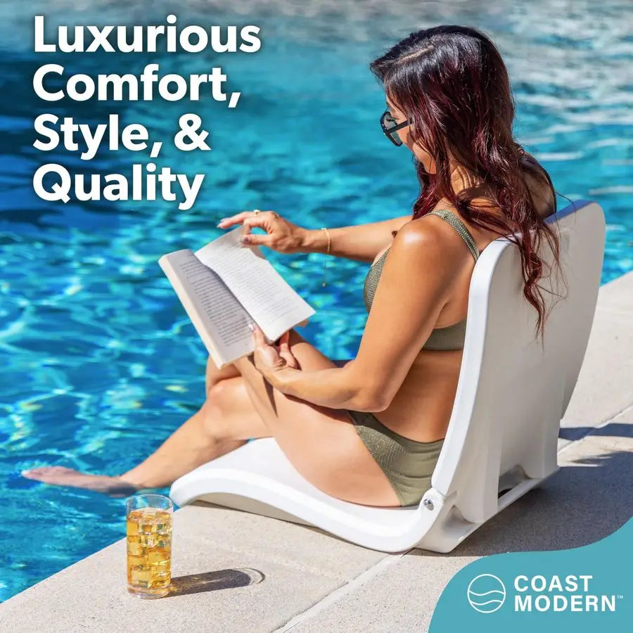 Portable Poolside Foldable Chair With Back Support For Beach Tailgating