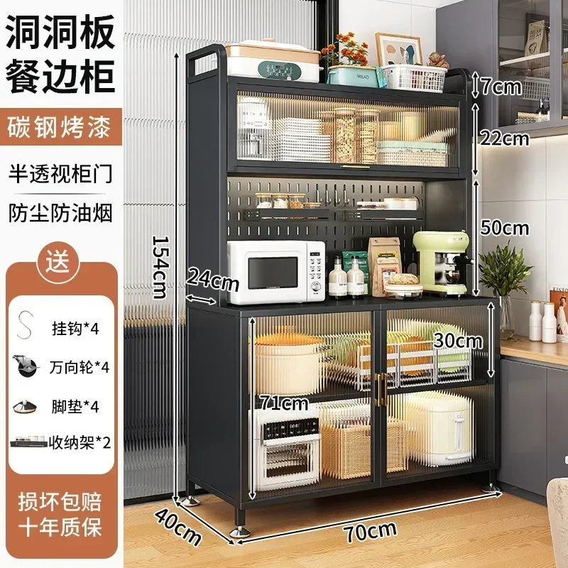 Modern Kitchen Cabinet Hutch Movable Full Door Glass Cabinet Storage Display Cupboards Multi-functional Cupboard Storage Door by S And B Enterprise