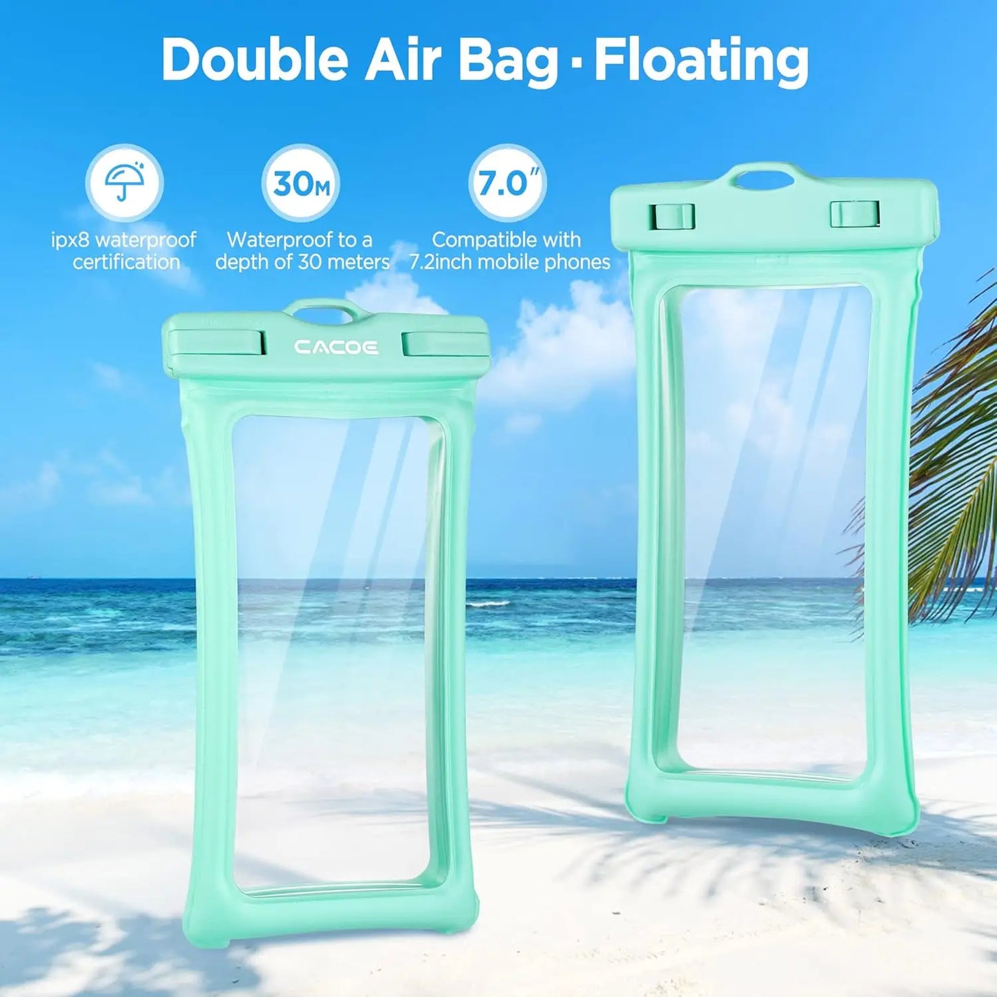 Universal Waterproof Phone Case 2 Pack With Floating Lanyard