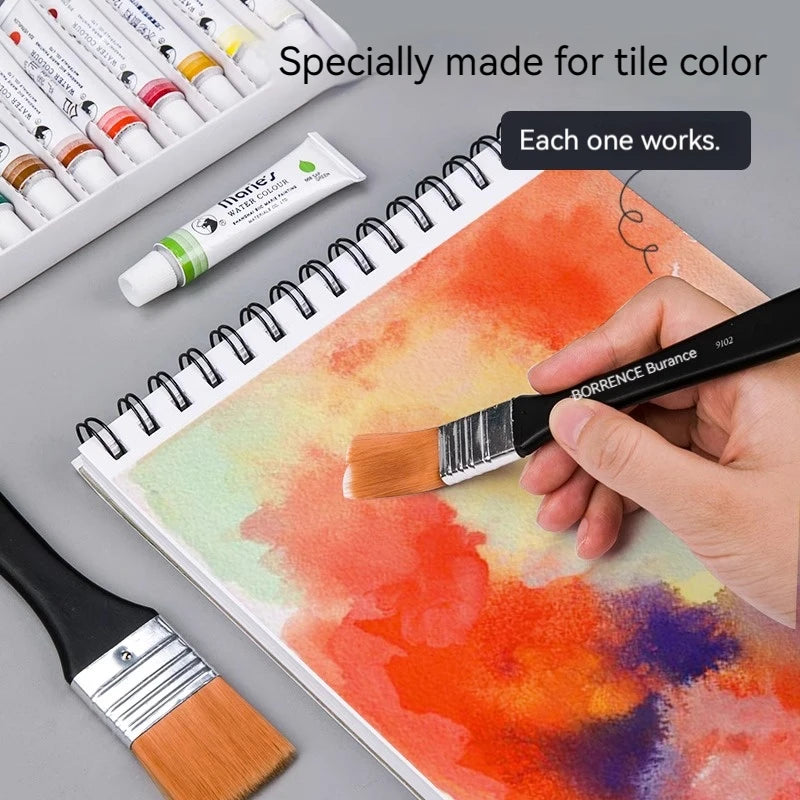 Borrence Memory Nylon Paint Brush Set For Acrylic Oil Watercolor
