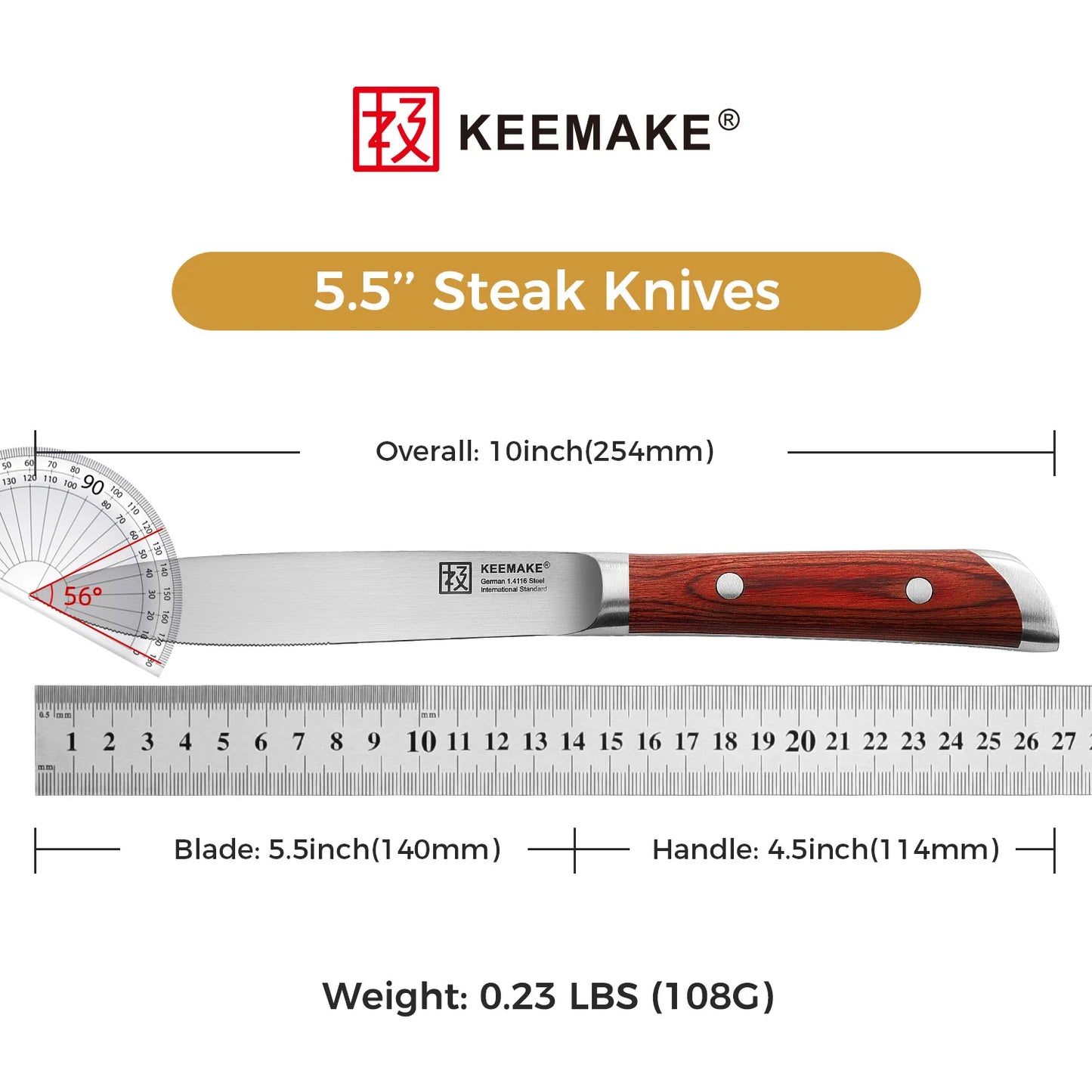 Keemake 4 Piece Stainless Steel Steak Knife Set Ultra Sharp by S And B Enterprise