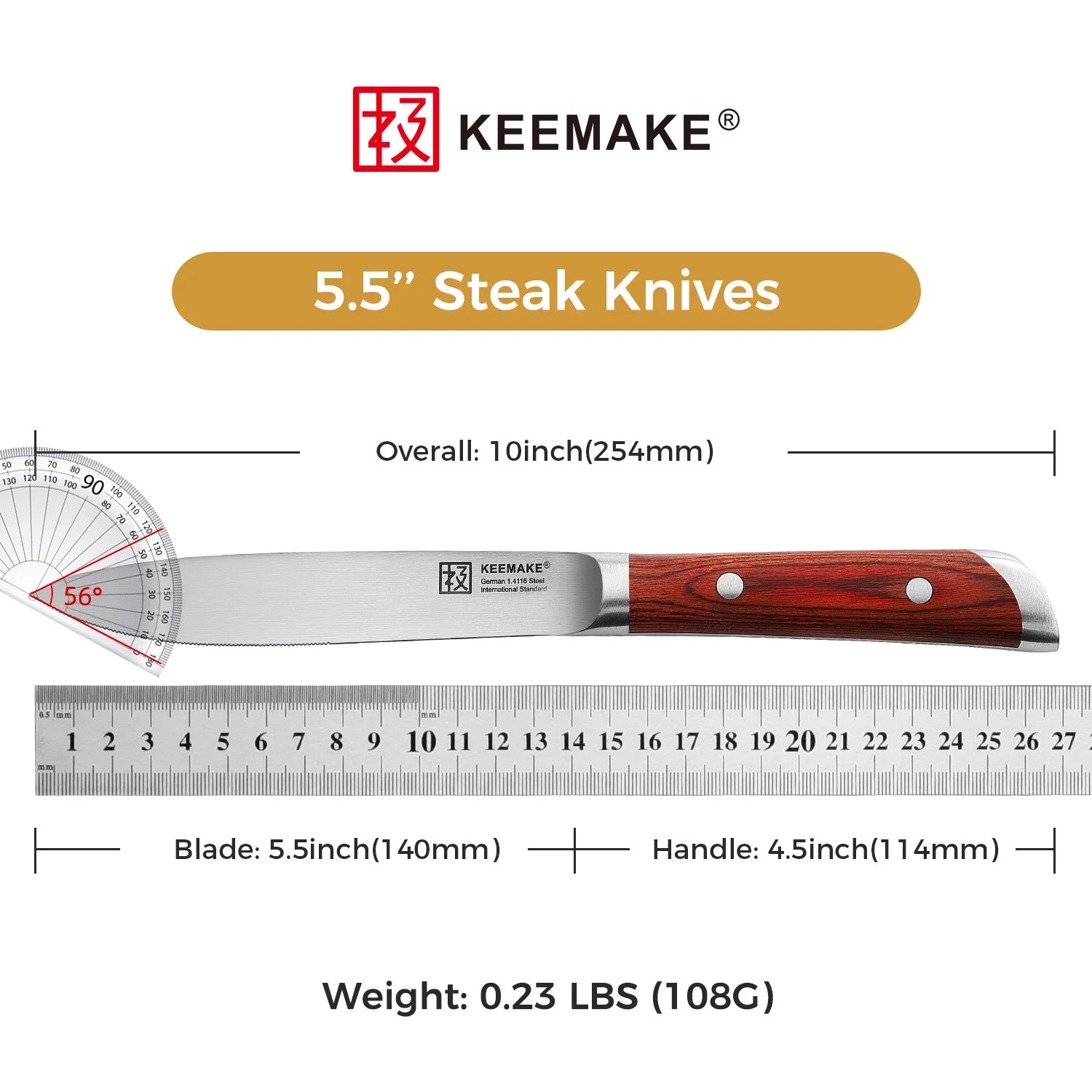 Keemake 4 Piece Stainless Steel Steak Knife Set Ultra Sharp by S And B Enterprise