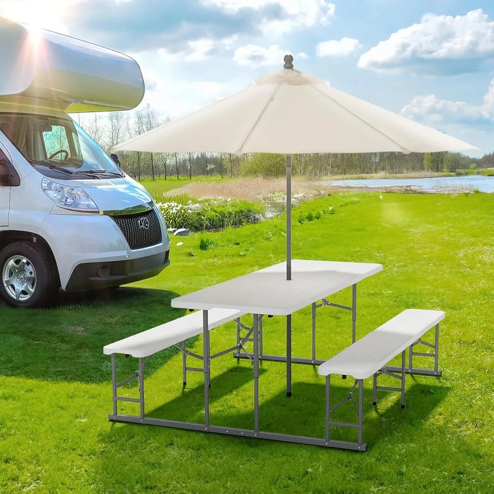 Folding Picnic Table and Bench Set Portable Outdoor Dining Furniture