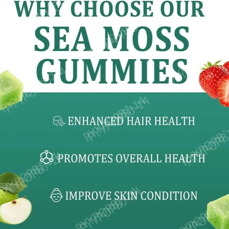 Irish Sea Moss Gummies, apple-flavored daily wellness supplement, 30-count