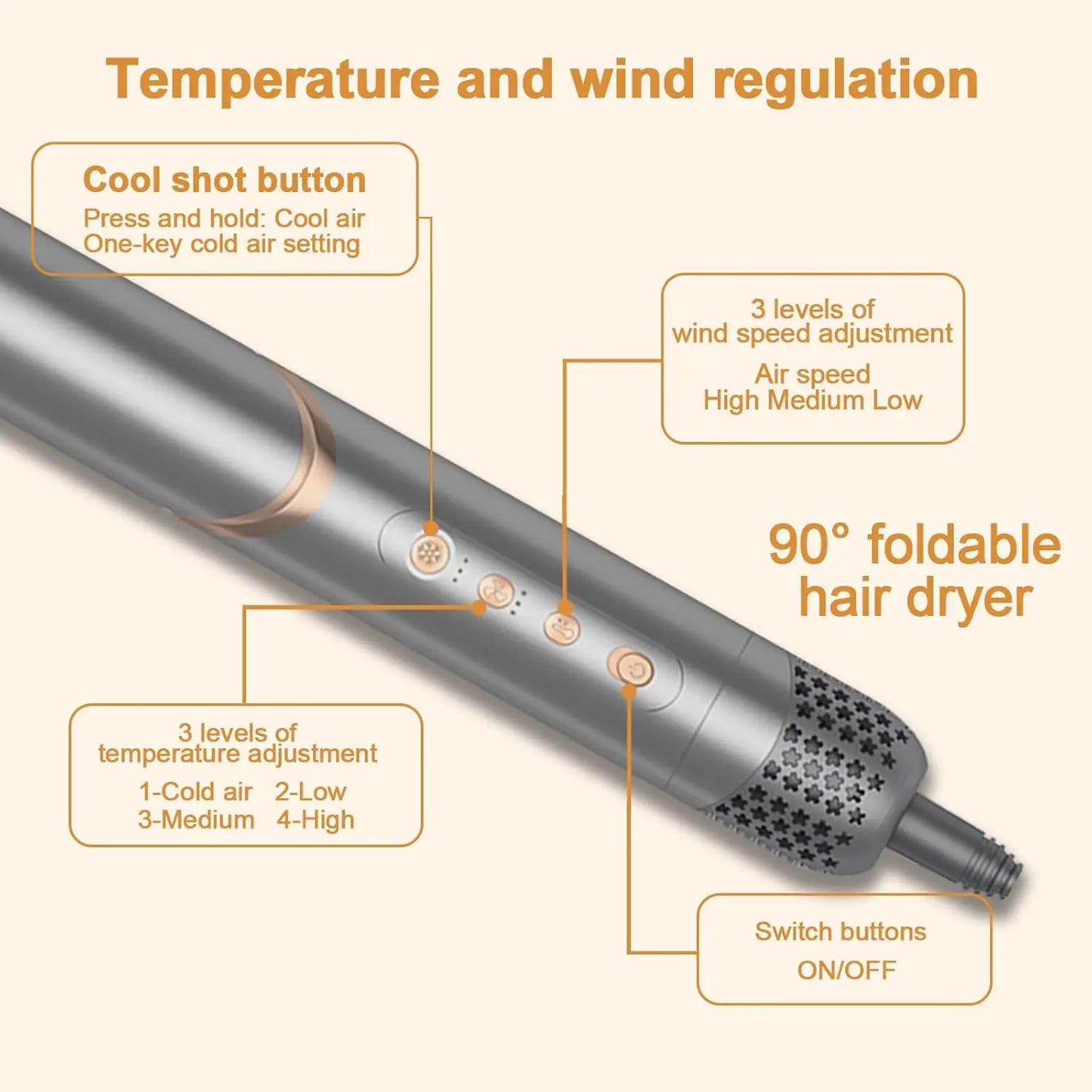 8 in 1 Handle Foldable Hair Dryer Portable Multifunctional Home Hair Dryer Folding Styling Comb Multi Hair Styler Hair Care
