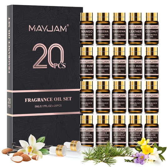 MAYJAM Fragrance Oils Kit 20pcs Coconut Vanilla Watermelon White Musk