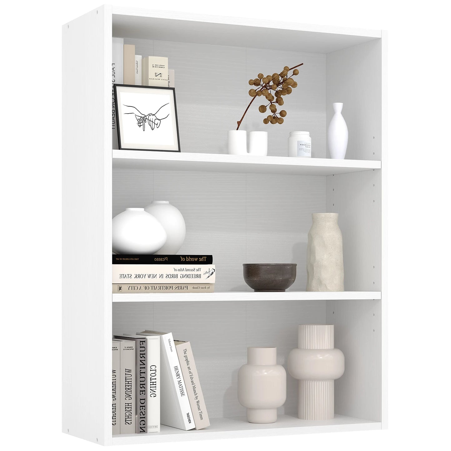 JHK Four Tier Wooden Floor Standing Open Bookshelf For Living Room Home Office by S And B Enterprise