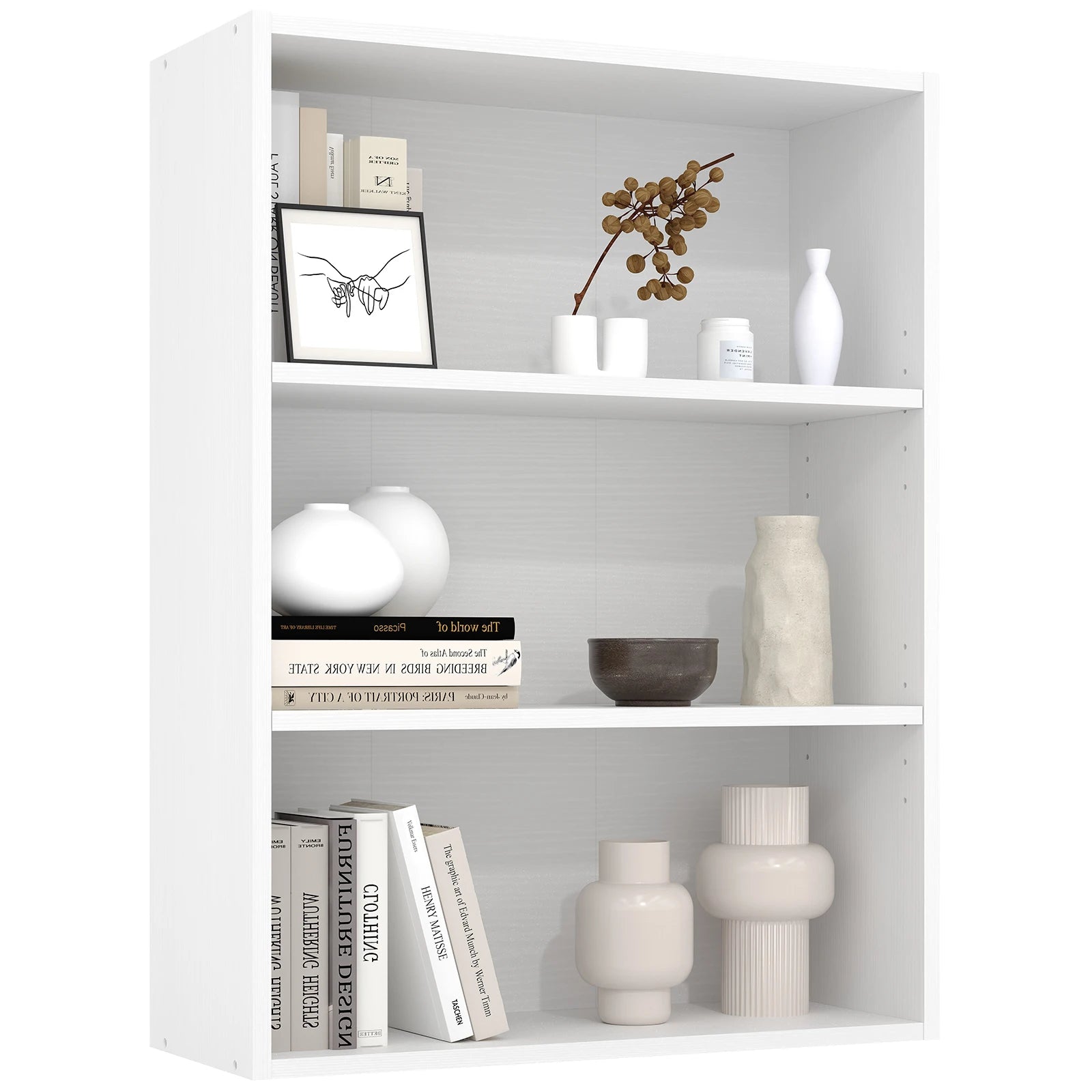 JHK Four Tier Wooden Floor Standing Open Bookshelf For Living Room Home Office by S And B Enterprise