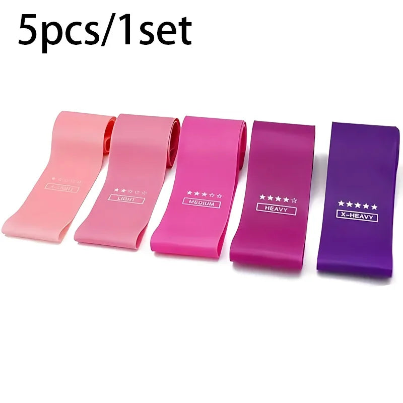 5-Piece Pink Resistance Bands Set by S And B Enterprise for home gym workouts