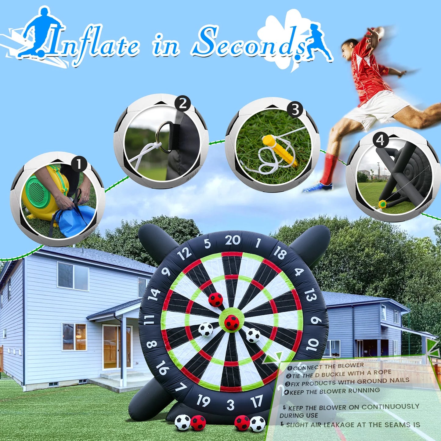 King Inflatable Soccer Ball Darts Board With 8 Balls And Blower