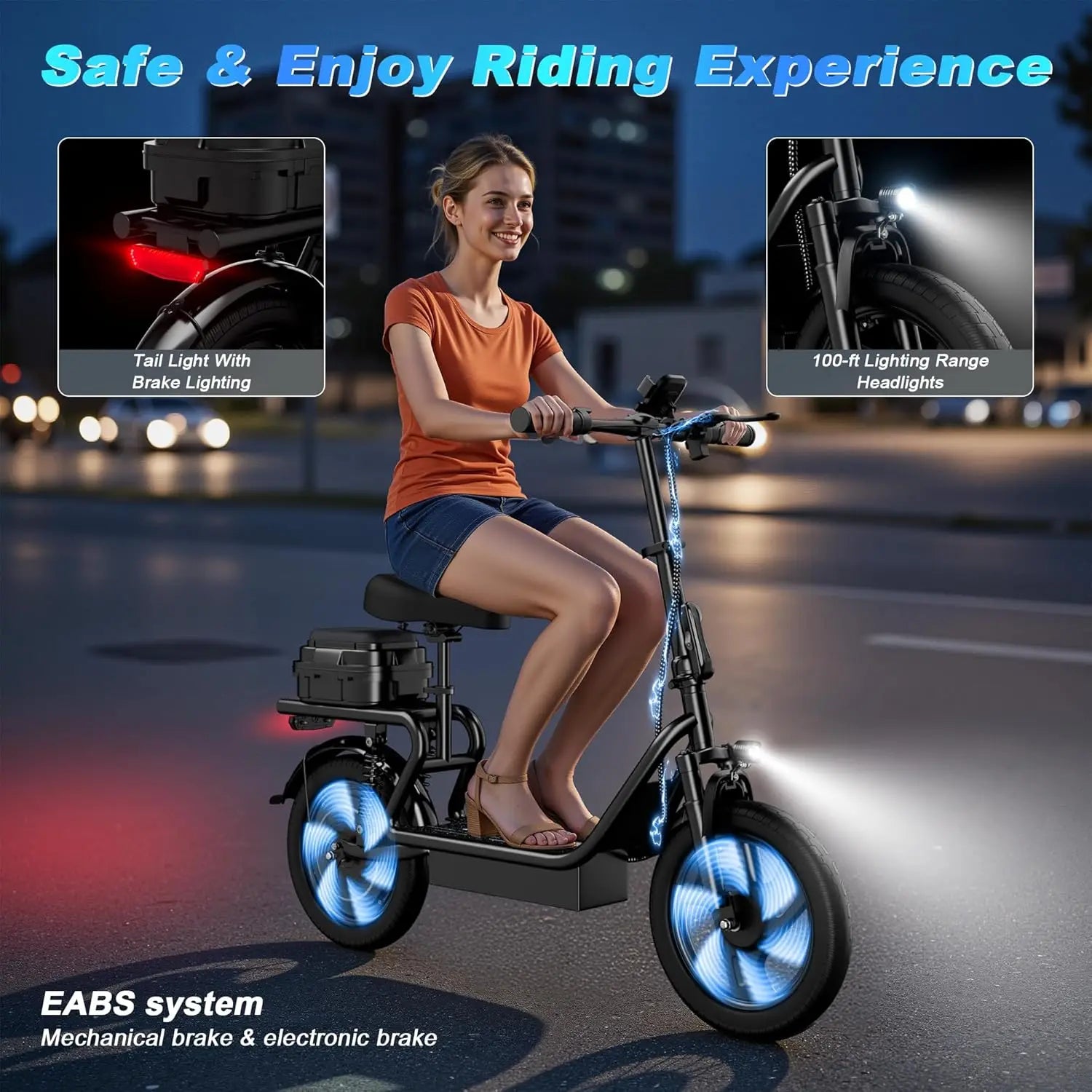 AOVOPRO 14inch Electric Bicycle with Box 27/40Miles Max Range 22MPH Top Speed with Dual Suspension Foldable Adult Ebike by S And B Enterprise
