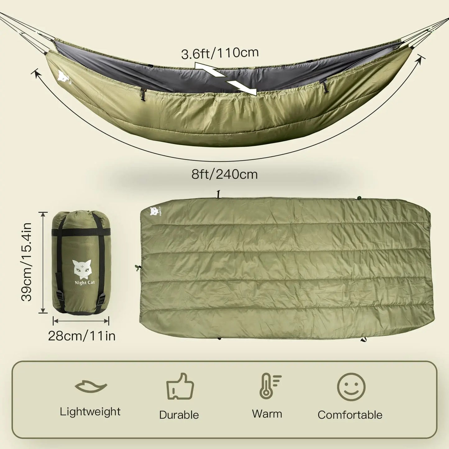 Night Cat Hammock Underquilts Sleeping Bag Insulated All Season