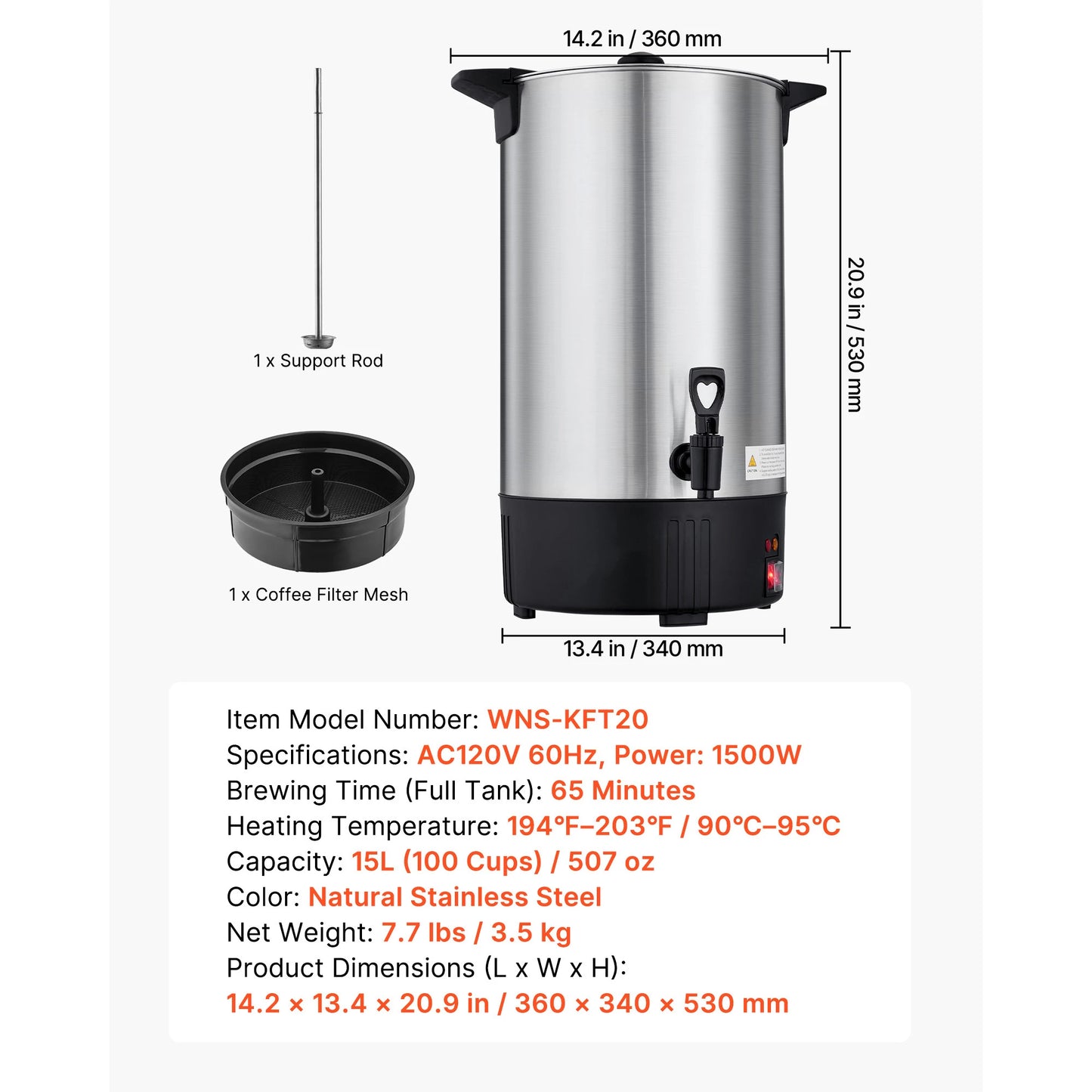 SucceBuy Commercial Coffee Urn Hot Beverage Dispenser with Dripless Faucet Quick-Brewing Coffee Maker for Catering, Party by S And B Enterprise