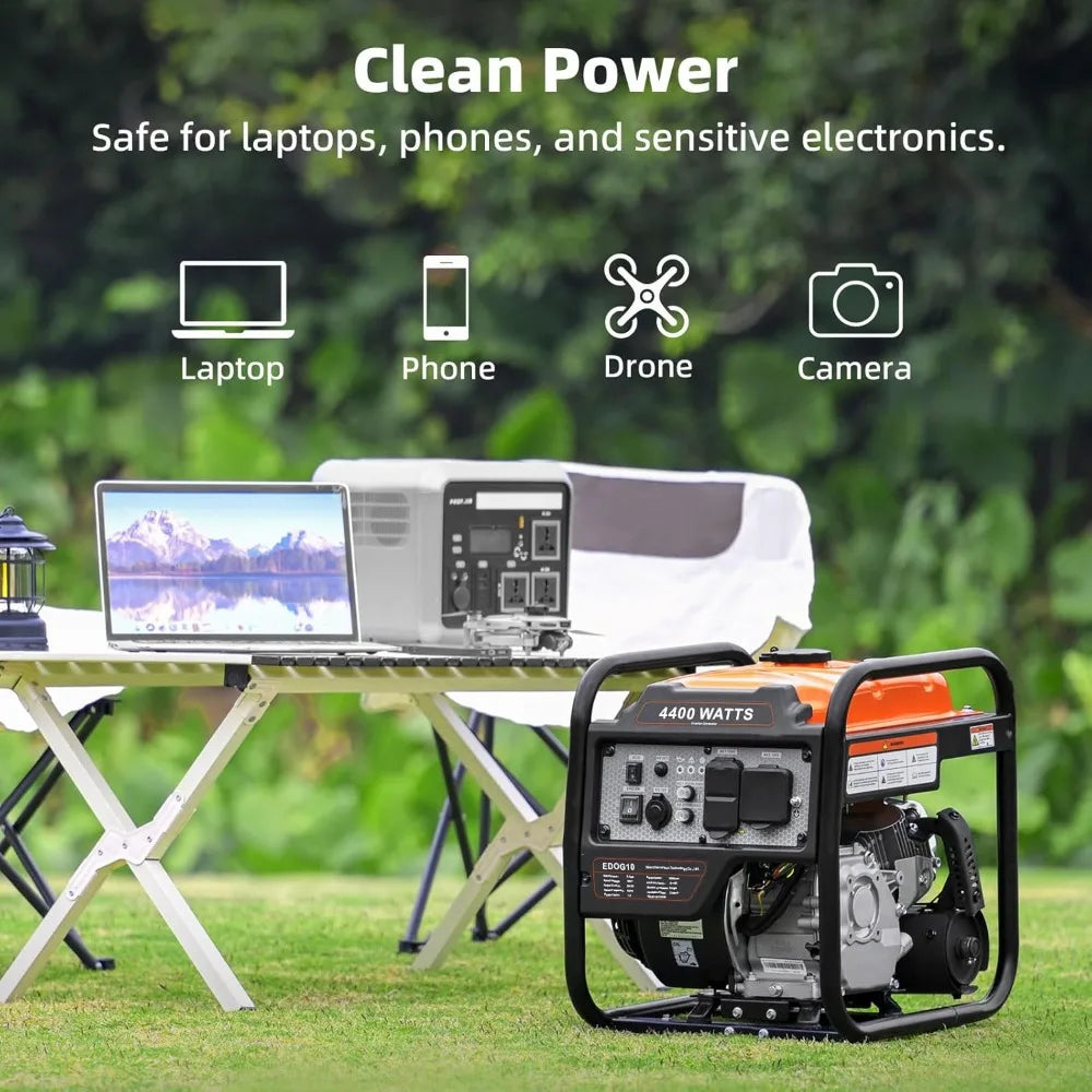 4400W Inverter Generator, Open Frame Gas Powered, RV Ready 30A Outlet, EPA Compliant, Home Backup by S And B Enterprise