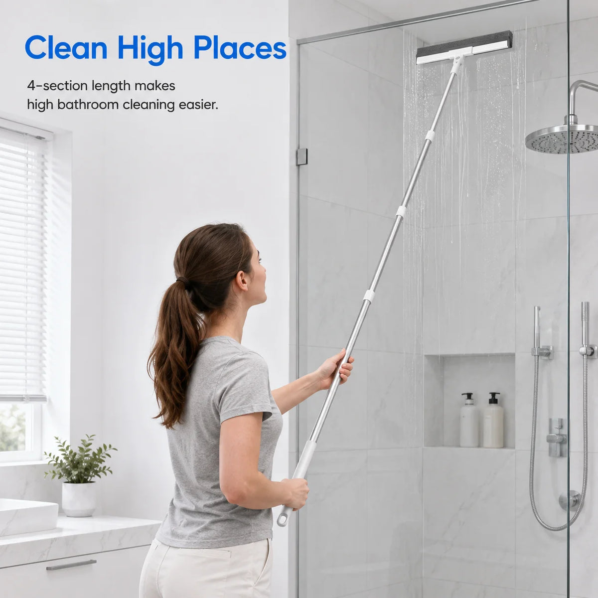 Joybos 2-pack floor squeegee cleaning set with adjustable aluminum handles and dual-sided bristle and squeegee blades