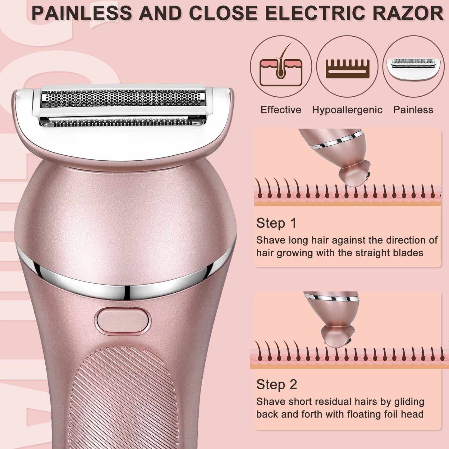 Surker 3-In-1 Hair Remover Epilator LED Rechargeable Battery