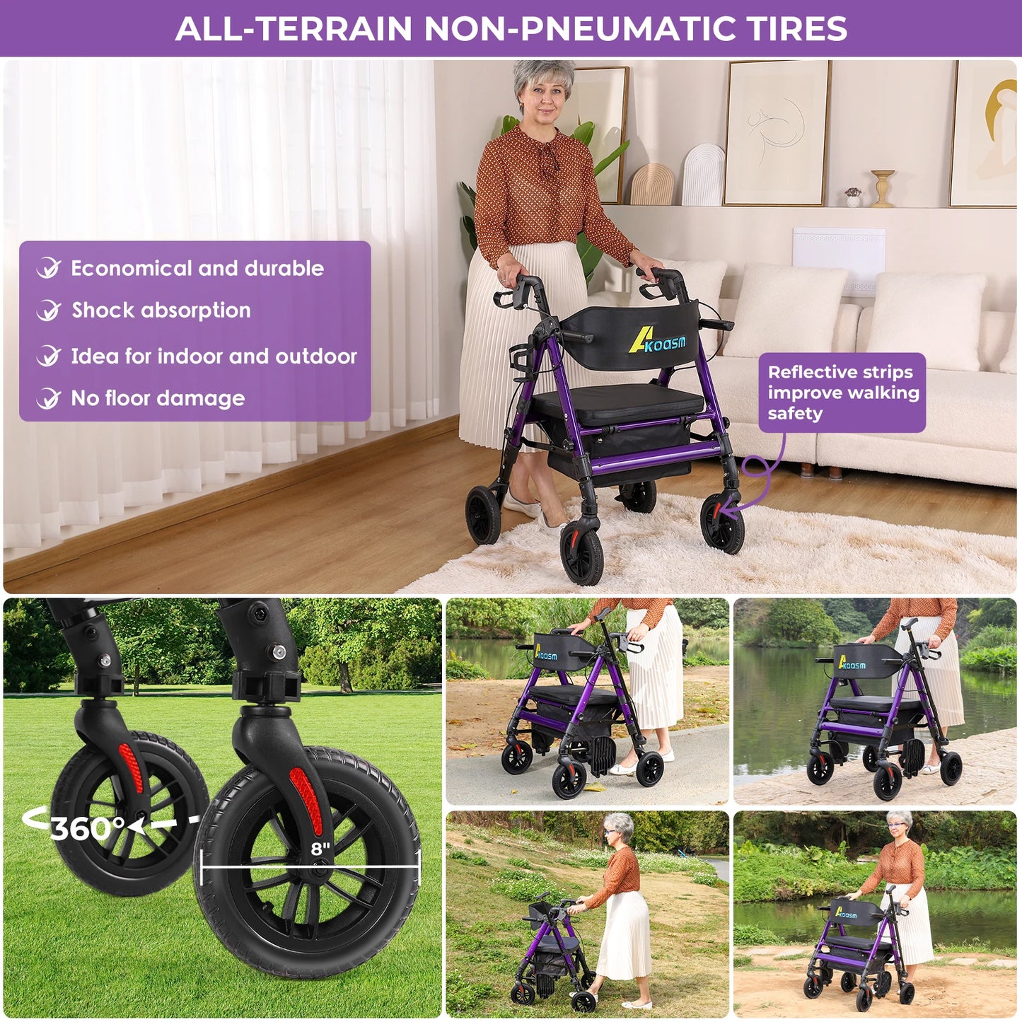 None Heavy Duty Foldable Rollator Walker With Brake