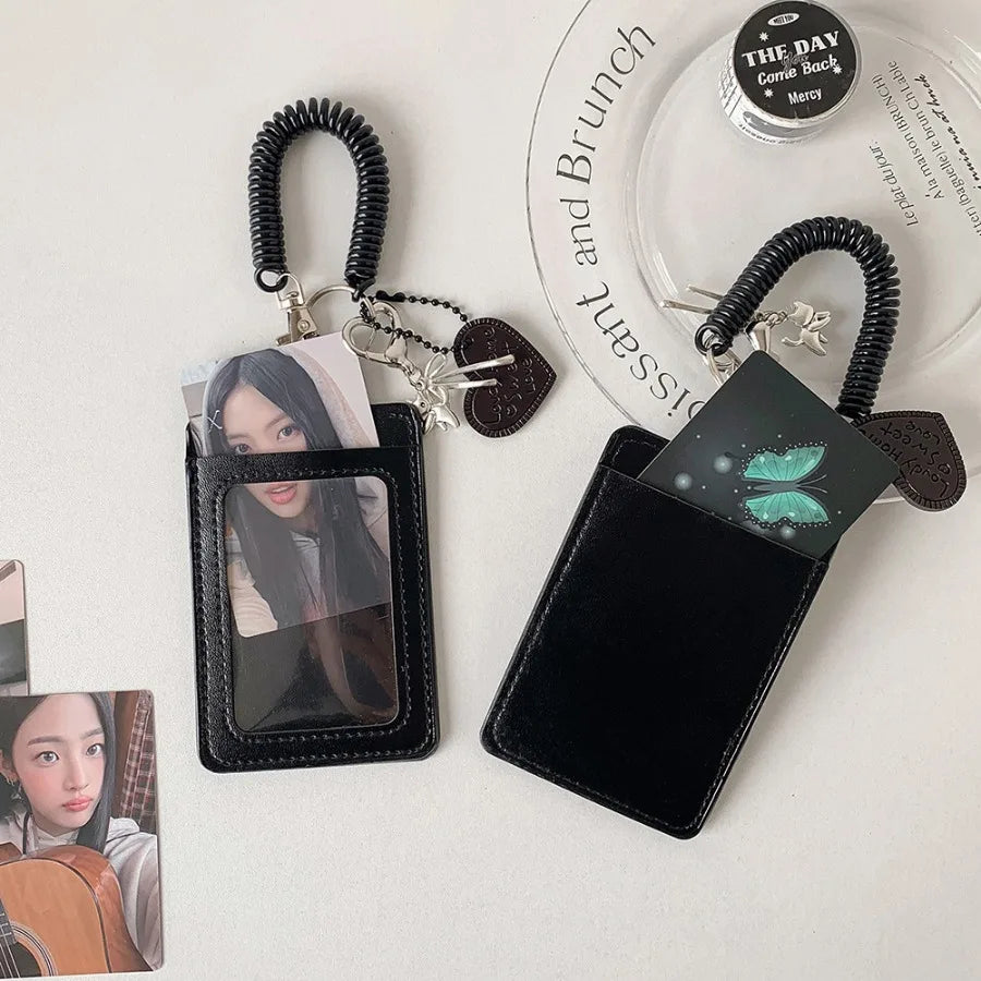 Y2k Black Photocard Holder Keychain Kpop Idol Photo Protector Sleeve Student Id Card Storage Case Student Stationery Supplies by S And B Enterprise