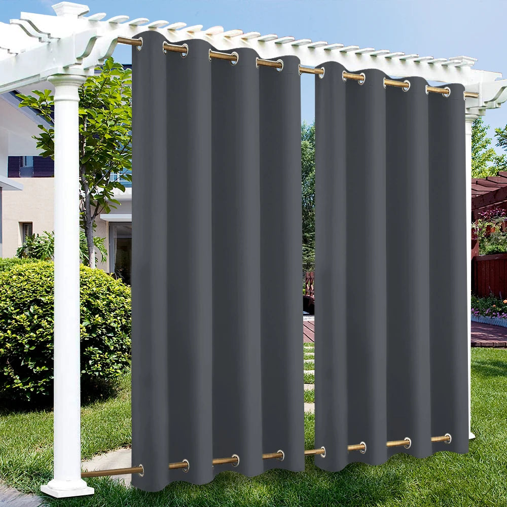 Patio Outdoor Curtain Waterproof Thermal Insulated Double Grommets Sun Block Windproof Window Curtains For Garden Drapes Porch by S And B Enterprise
