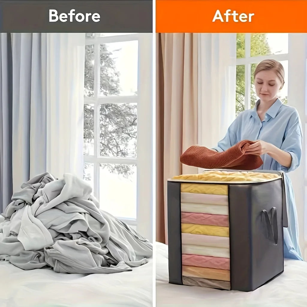 3pc 120L extra-large foldable clothes storage bags with reinforced handles by S And B Enterprise