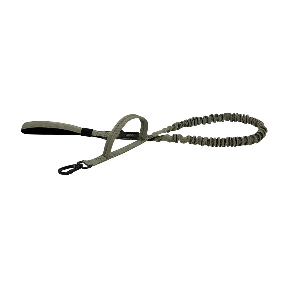 S And B Enterprise olive green military dog leash with adjustable elastic bungee and 2 handles