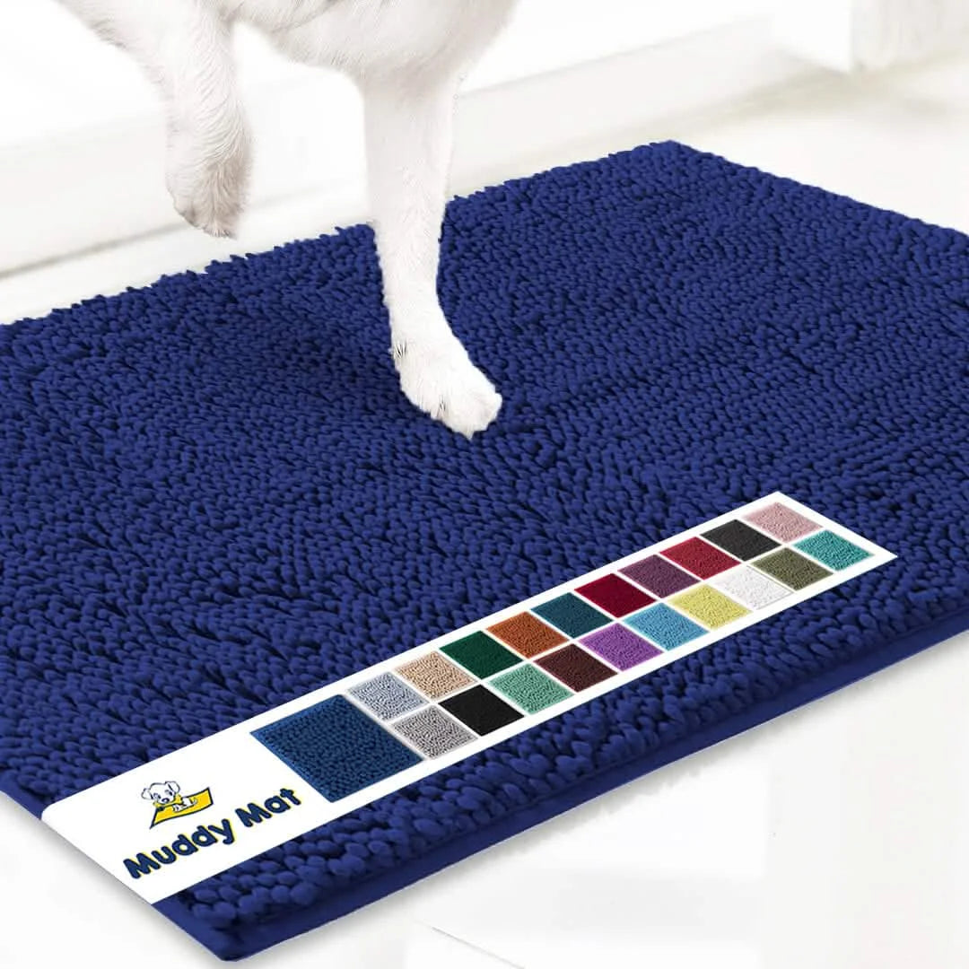 Original Muddy Mat blue microfiber doormat with non-slip grip for pets