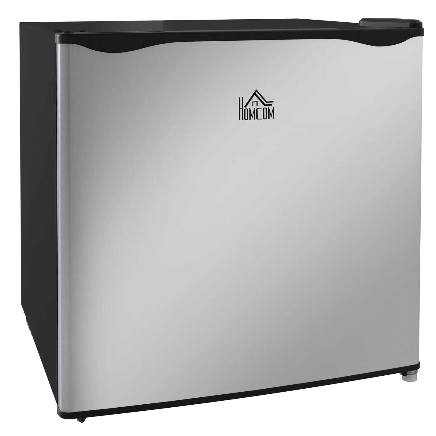 HOMCOM mini freezer countertop in silver with black trim; compact upright freezer