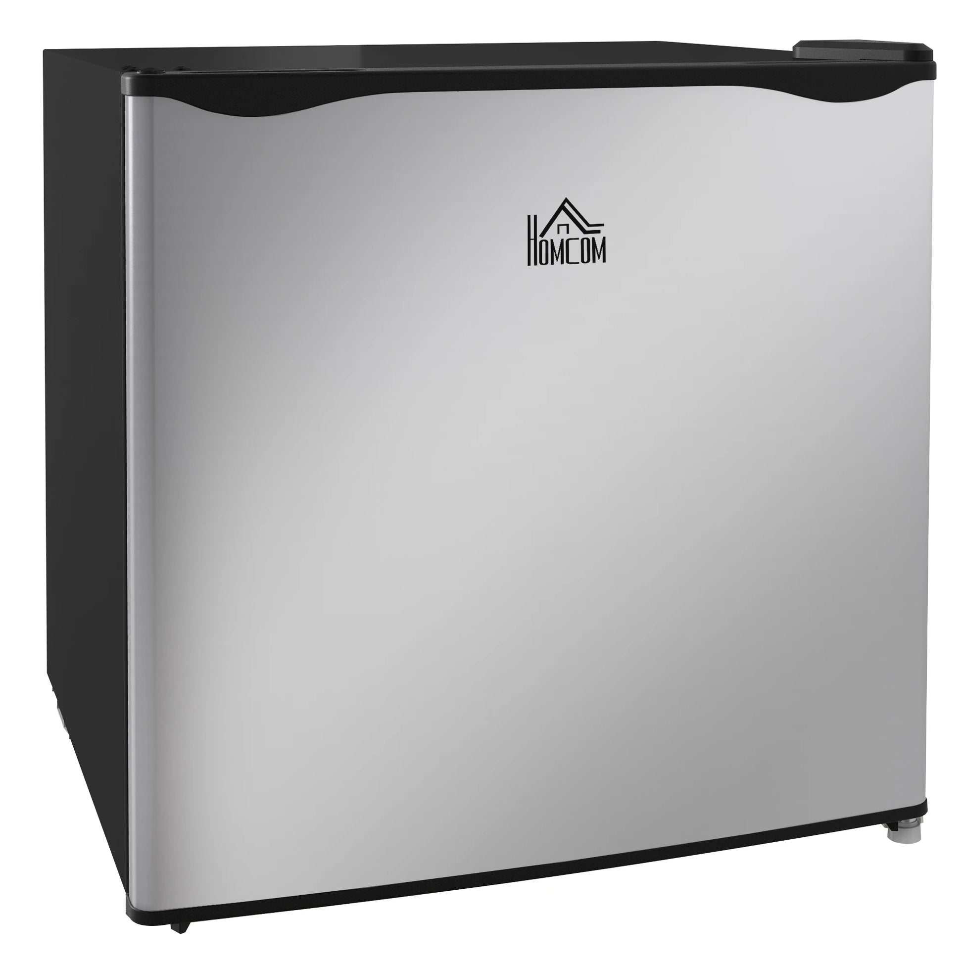 HOMCOM mini freezer countertop in silver with black trim; compact upright freezer