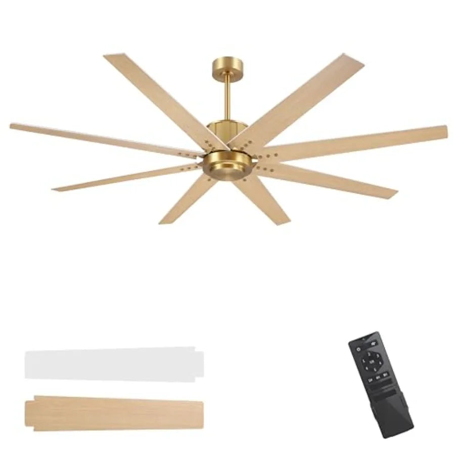 Ceiling Fan Without Light, 6-Speed DC Motor, Oak Blades
