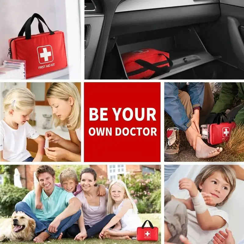 First aid kit by S And B Enterprise, red portable medical bag with 184pcs for outdoor use