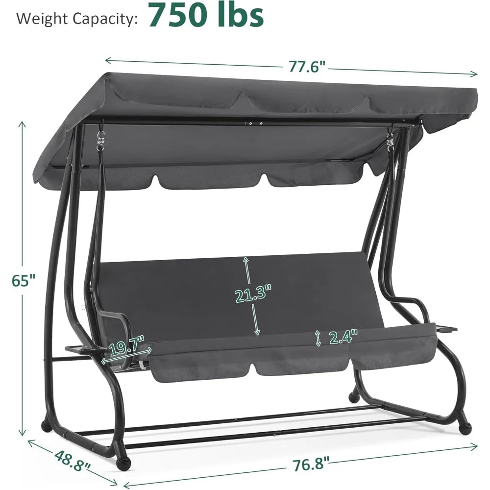 MCombo Patio Swing Chair With Adjustable Canopy Weather Resistant Outdoor