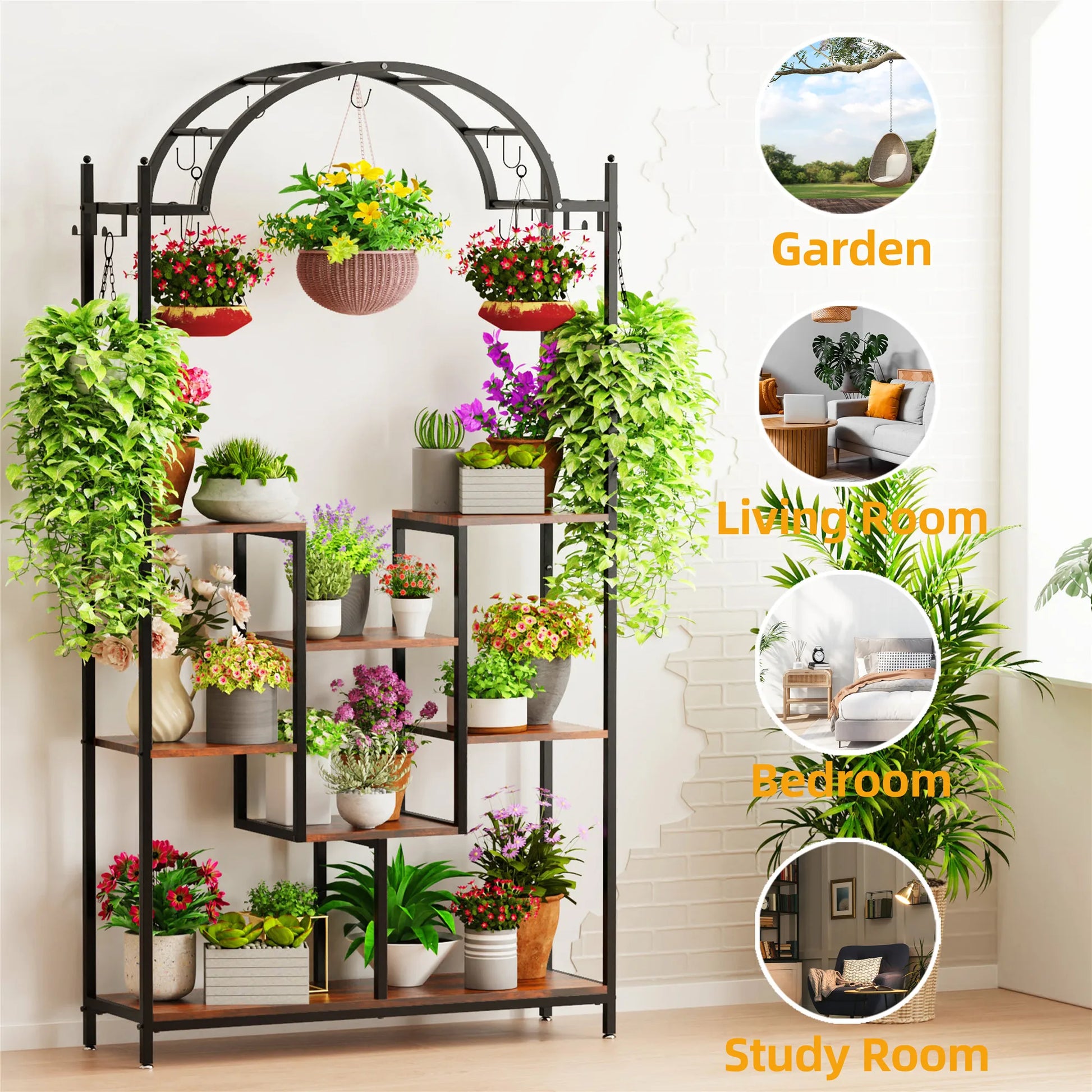 BINGOPAW 5-Tier Tall Indoor Plant Stand With Arched Metal Frame by S And B Enterprise
