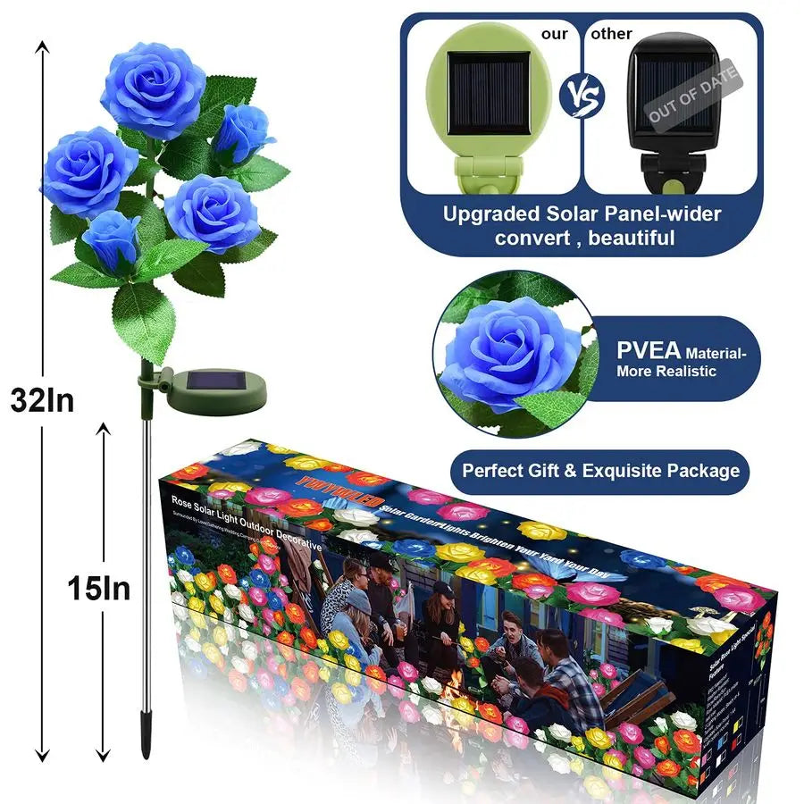 Outdoor Solar Rose Lights Led Decorative Stake Waterproof Garden Lighting