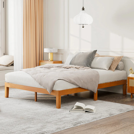 JHK Solid Wood Bed Frame With Slat Support Easy Assembly by S And B Enterprise
