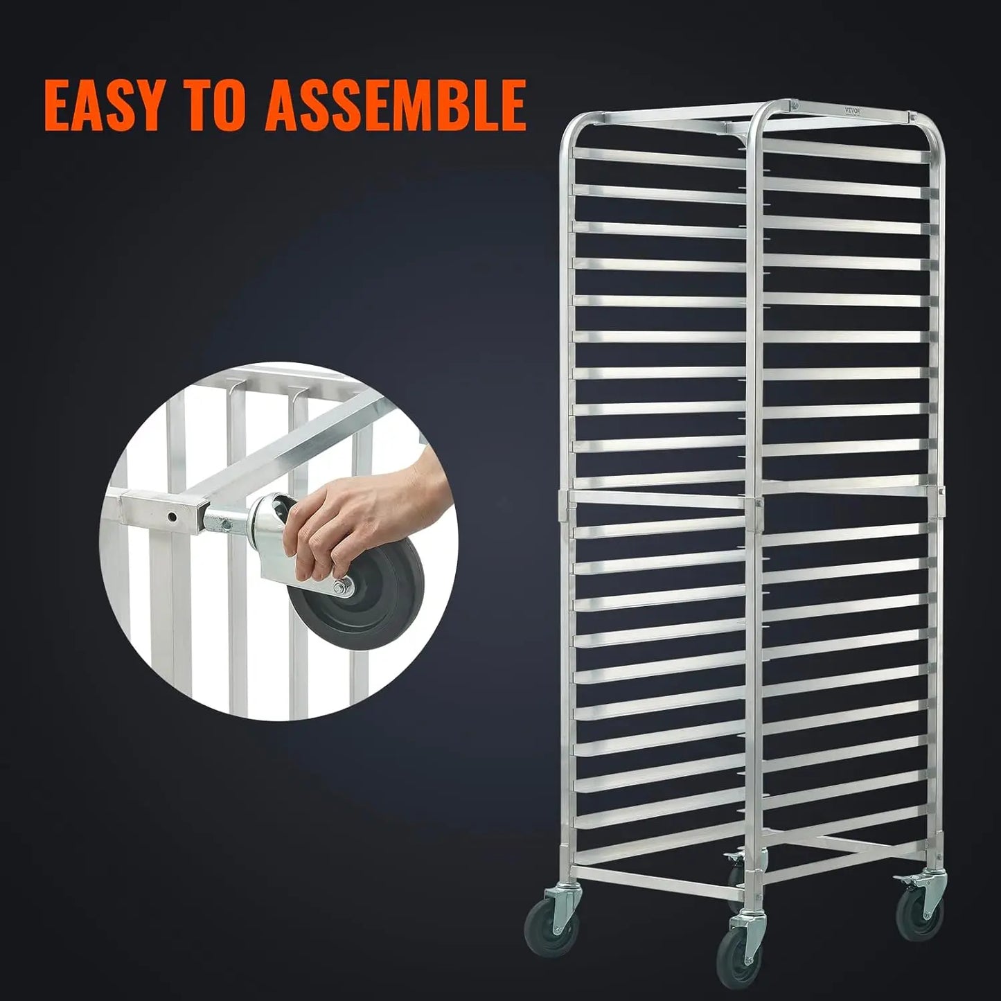 20-Tier Bun Pan Rack For Bakery With Brake Wheels And Aluminum Trolley