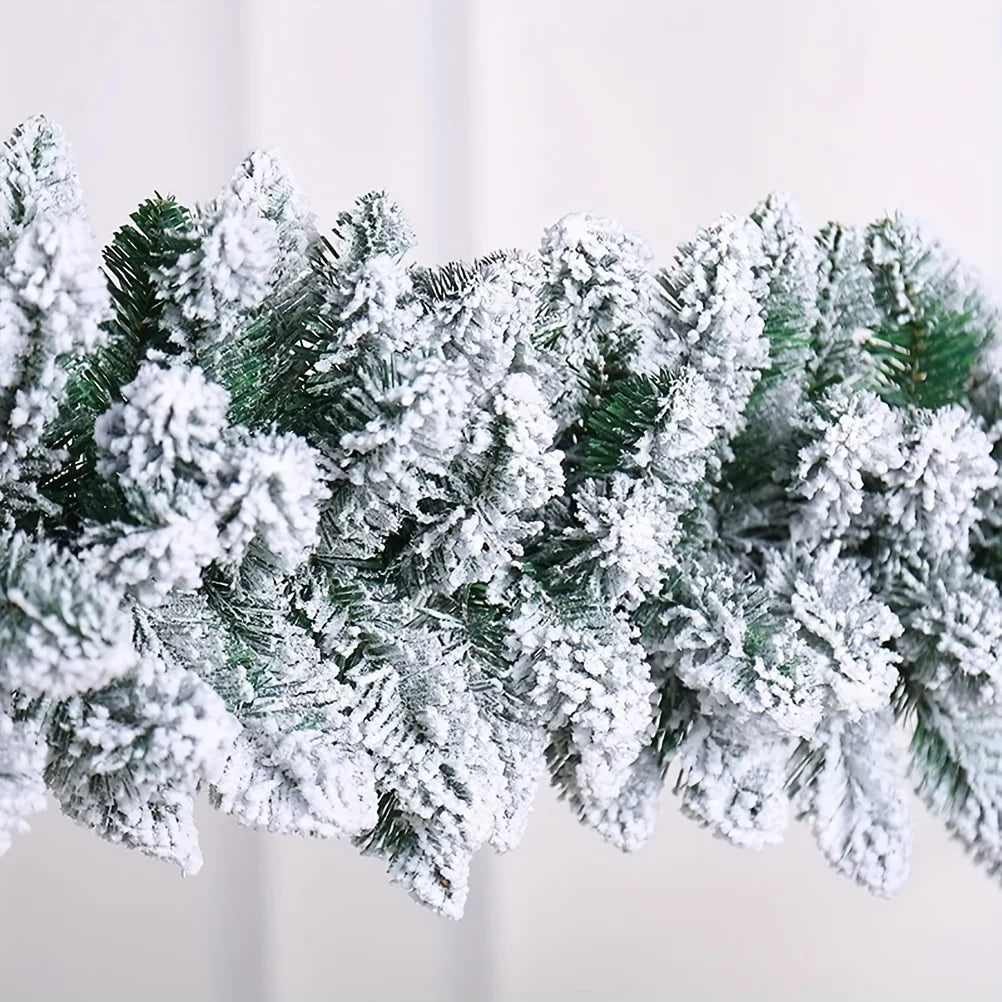 Snowy Christmas Garland by S And B Enterprise, 9ft frosted artificial pine garland for stairs or fireplace