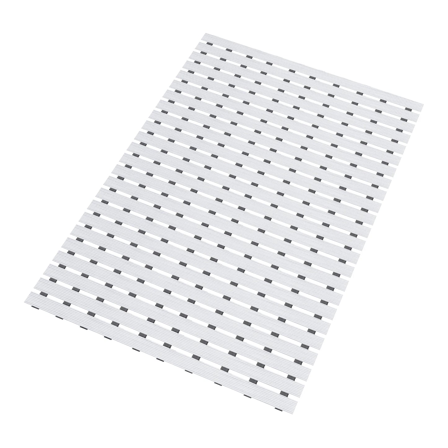 Shower mat by S And B Enterprise; PVC rubber non-slip mat with textured surface, gray/white 35.4×24 in.
