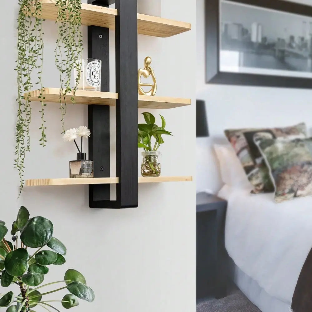 Einzigar Modern Pine Wood Wall Mounted Floating Shelves by S And B Enterprise